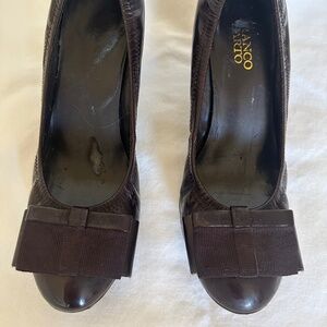 Franco Sarto Darling Women's Glossy Dark Brown Heels - Size 8 1/2 M